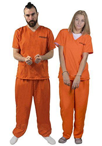 Womans Unisex Prisoners Costume With Cuffs Orange Prisoner Top