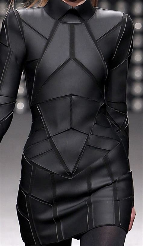 Geometric Fashion Black On Black Dress With Stitched Shape Segments