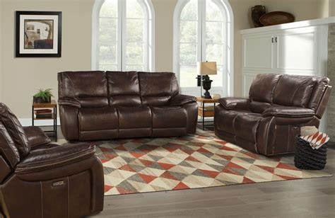 As you browse our selections you'll find a range of materials and colors as beautiful as they are comfortable. Vail Burnt Sienna Leather Dual Power Reclining Living Room ...