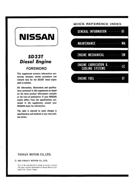 Sd Series Diesel Engine Service Manual Sd33t Supplement Mq