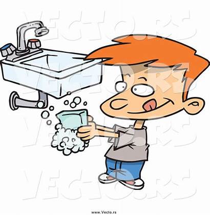 Soap Washing Hands Boy Clipart Soaping Vector
