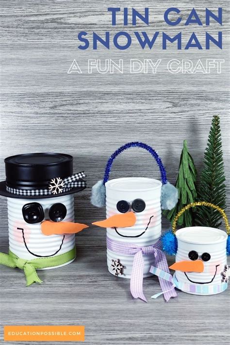 Cute Recycled Tin Can Snowman Craft
