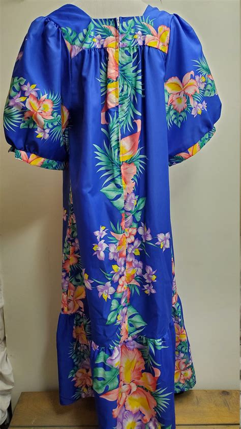 Vintage Woman S Bright Blue Hawaiian Mumu Day Dress By Etsy