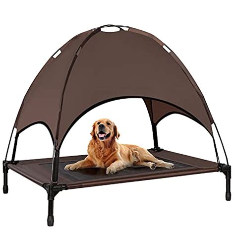 Niubya Outdoor Dog Bed With Canopy Elevated Dog Bed With Removable