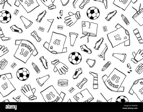 Football Soccer Background Doodle Pattern Vector Illustration
