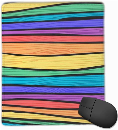Ygvdse Rubber Mousepad Rainbow Wooden Texture 18 X 22 Cm