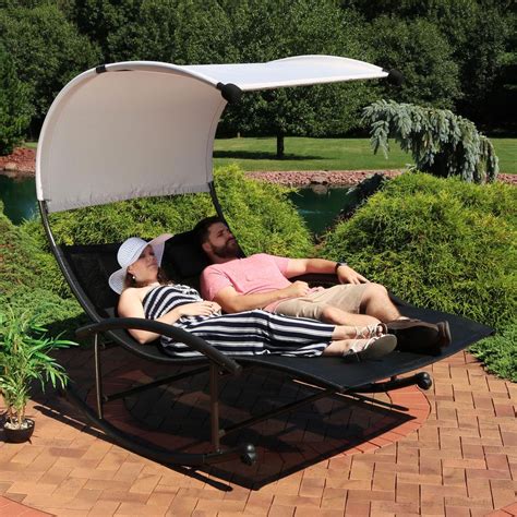 Hampton bay has the largest assortment of outdoor lounge chairs. Sunnydaze Decor Sling Double Outdoor Rocking Chaise Lounge ...