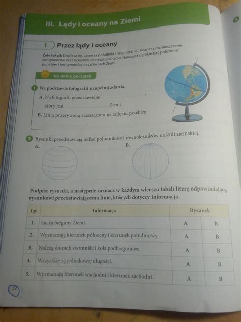 Geografia Klasa 5 ćwiczenia Odpowiedzi - Geografia klasa 5 ćwiczenia zad. 1 i 2 strona 52 - Brainly.pl