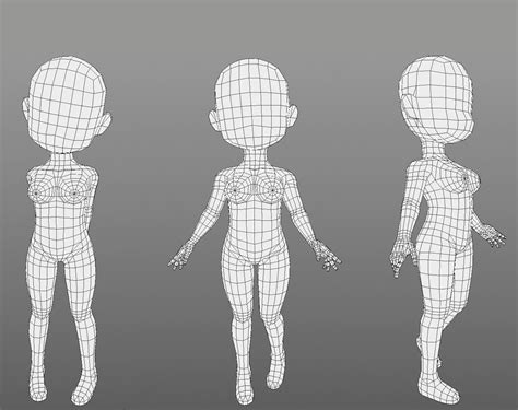 Base Mesh Girl Character Low Poly 3d Model Rigged