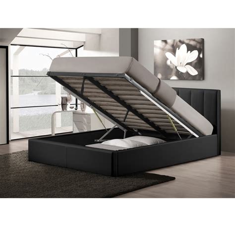 Taking into account the simple design, this storage bed frame can be placed in virtually any room, as it will match the style of the existing furniture quite. Templemore Black Leather Contemporary Queen-size Gas-lift ...