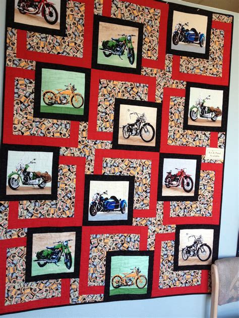 A Good Way To Use A Panel Of Motorcycle Fabric Quilts Easy Id Like