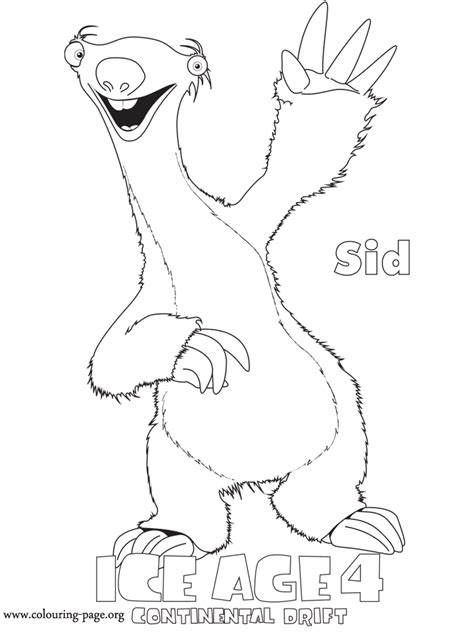 Ice Age Sid Continental Drift Coloring Page Disney Art Drawings