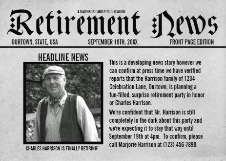 How to write a letter of retirement letter. Retirement newspaper #retirement_party_invitations ...