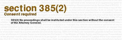 Criminal Code Of Canada Section 3852 Consent Required