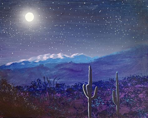 Arizona Desert Moonlight Painting By Chance Kafka Fine Art America