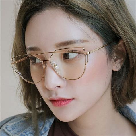 Eye pro vission tawarkan harga murah tak masuk akal. cermin mata 2018 new Korean cat-eye flat Anti Glare metal ...