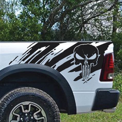 Punisher Skull Splash Splatter Grunge Pickup Truck Vinyl Decal Bed