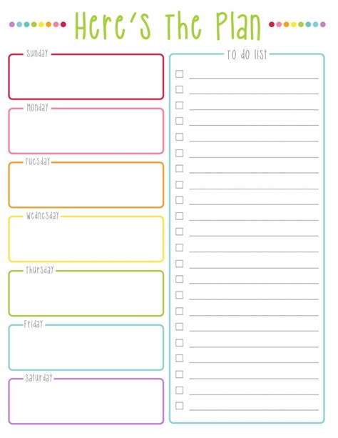 Heres The Plan Weekly To Do List Colorful Dots The Plan Planner