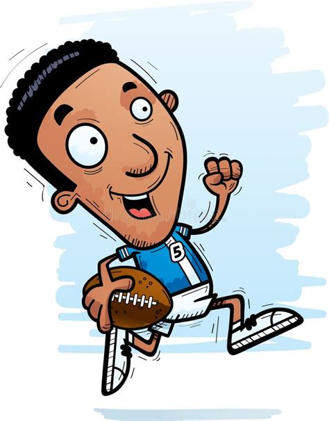 Cartoon Black Football Player Running Stock Vector Illustration Of