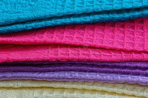 Fabric Texture From A Row Of Colored Woolen Shawls Stock Photo Image