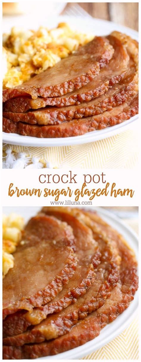 Brown sugar crock pot maple glazed bone in ham cooked with pineapple juice will be a fantastic option for your thanksgiving, christmas or weekend dinner. Brown Sugar Ham | Recipe | Ham glaze brown sugar, Ham ...