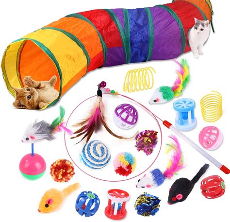 Wefine 20 Pcs Cat Toys Kitten Toys For Indoor Cats Cat Tunnel