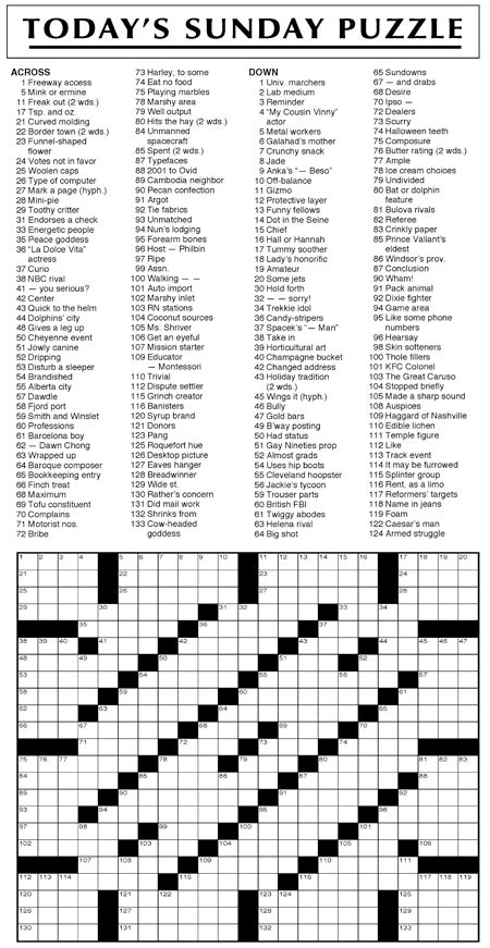 Sunday Crossword Printable That Are Bewitching Roy Blog