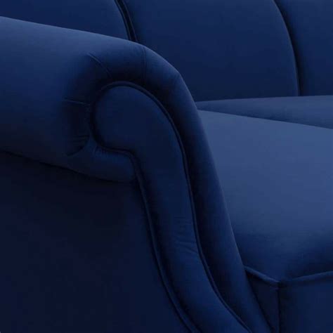 Living Room Furniture Victoria Navy Blue Channel Tufted Velvet 4