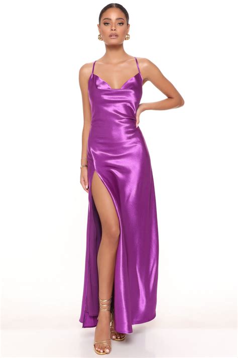 Sunday Shine Satin Maxi Dress Purple Fashion Nova Dresses