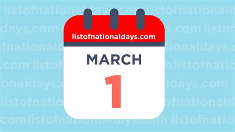 MARCH 1ST National Holidays Observances Famous Birthdays