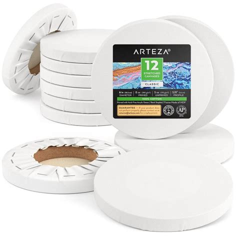 Arteza Classic Blank Round Stretched Canvas Diameter Blank Canvas