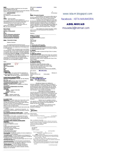 Modeles de lettres pour demande stage esat avec conseils. Demande de Stage,Motivation,Cv, Na9la,Rediger Un Rapport ...