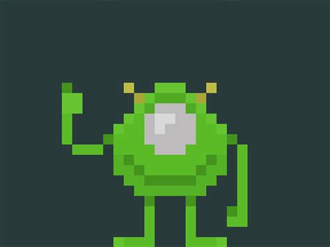 Famous Chracters In Pixel Art Mike Wazowski From Monsters Inc Pixelart Pixel Pixels