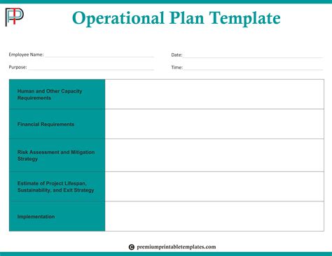 Project Operational Plan Template