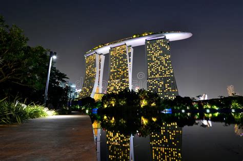 Marina Bay Sands Resort At Night Singapore Editorial Stock Photo