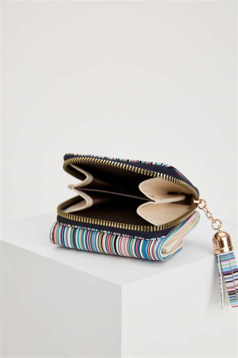 Mixed Color Woman Small Thin Striped Zip Wallet 1894883 Defacto