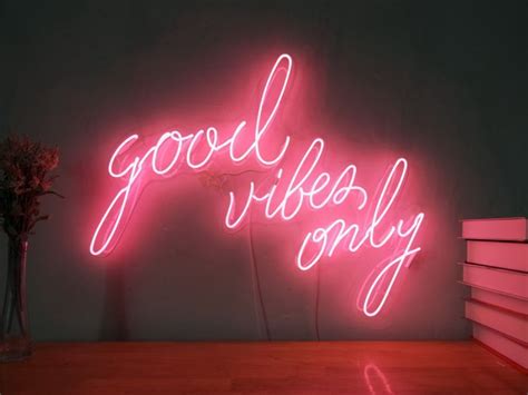 Good Vibes Only Custom Dimmable Neon Signs For Wall Decor Customization Options Color Size