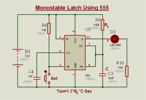 Look at the circuit diagram. Schematic Circuit Diagram Monostable Latch using 555-Timer ...