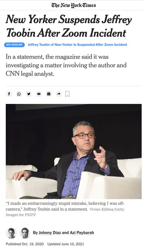 New Yorker Suspends Jeffrey Toobin After Zoom Incident — Azi Paybarah