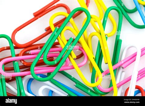 Bunch Of Colorful Paper Clips Isolated On White Background Stock Photo