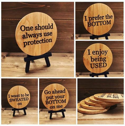 Funny Quote Coasters Wood Engraved Flirty Saying Bar Decor Wood