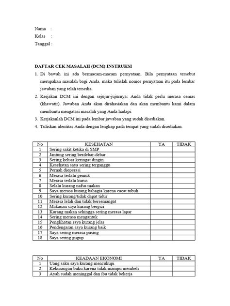 Daftar Cek Masalah Pdf