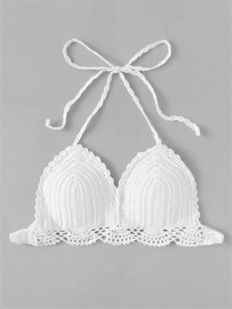 Halter Crochet Bikini Top Size L