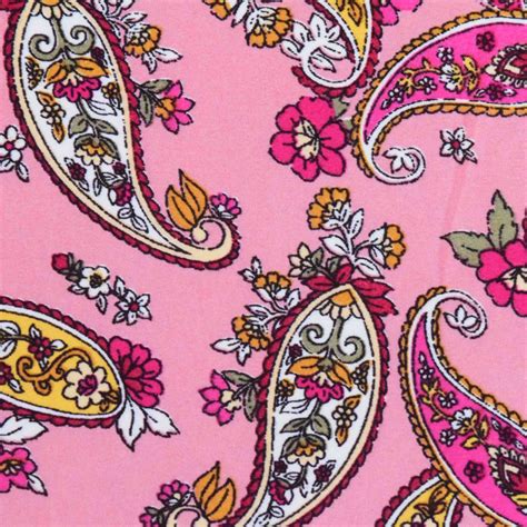 Pink Paisley Design Stretchable Hosiery Fabric Hf046 Width 83