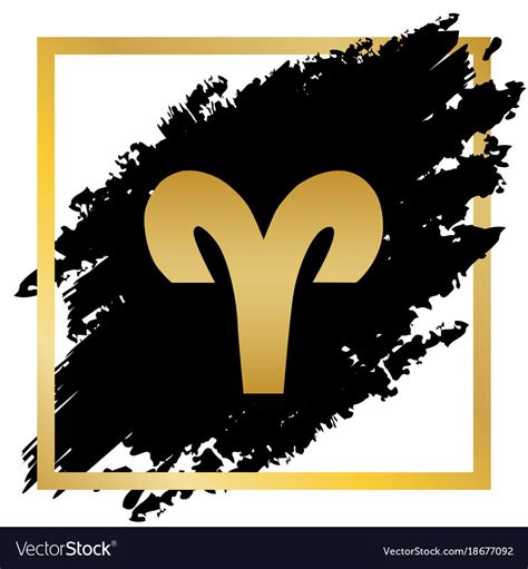 Aries Sign Golden Icon At Royalty Free Vector Image