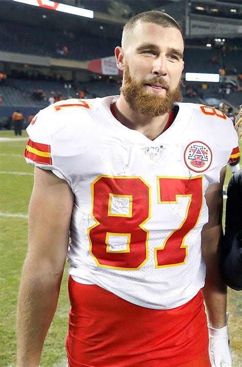 Travis Kelce Of The Kansas City Chiefs Stands On The Sideline During