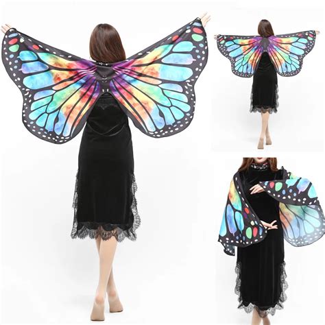 Summer Women Butterfly Wings Shawl Woman Party Dress Bright Colors