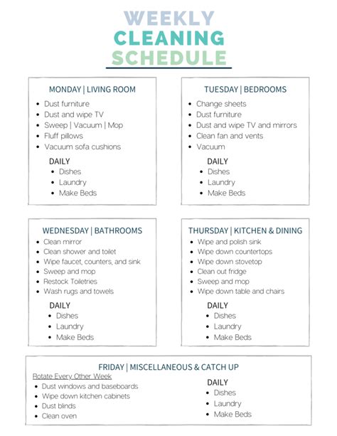 Free Printable Weekly Cleaning Checklist Images And Photos Finder