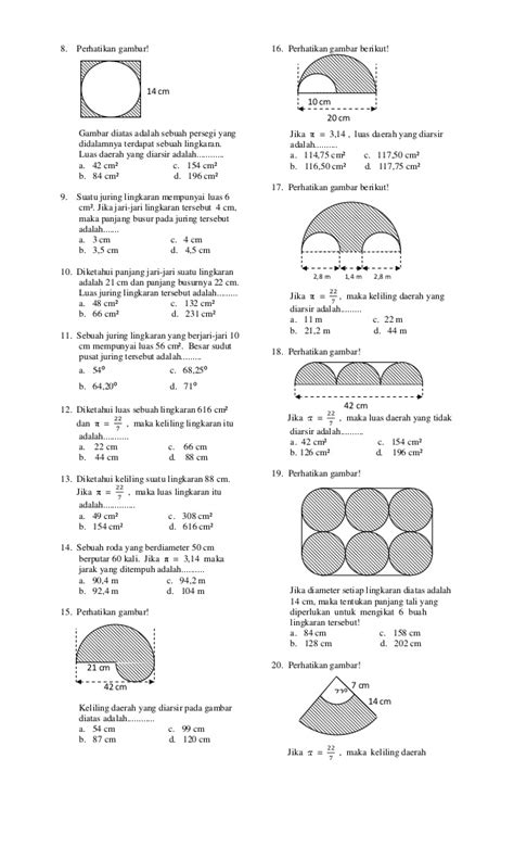 Biasanya, diagram lingkaran pada soal matematika sering digunakan buat mengetahui perbandingan dari total jumlah yang sesuai dengan pembahasannya. Contoh Soal Lingkaran Dan Pembahasannya Kelas 8 - Contoh ...