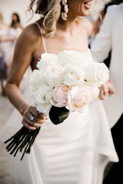 Picture Of A Simple And Elegant White And Blush Wedding Bouquet Of